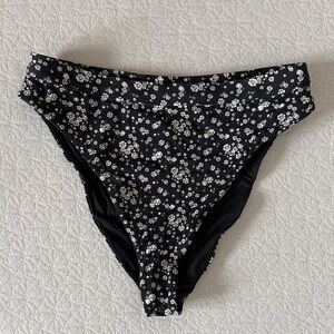Dippin' Daisy's Black and White Floral Swim Bottoms high waisted
